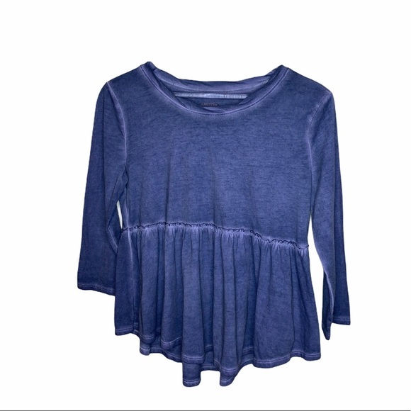 Curved Hem High Low Baby Doll Crew Neck Top - Picture 1 of 5